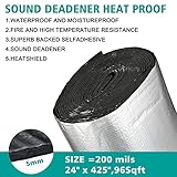 Frienda 200 Mils 70 Sqft Car Heat Sound Insulation Mat with 2 Rubber Roller Automotive Noise Deadening Mat Auto Heat Shield Sound Deadening Self Adhesive for Car Hood Ceiling Door 24 x 425 Inch