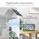 VORGUT Solar Security Camera System Wireless Outdoor with 10CH 10" LCD Monitor NVR,2.5K 4MP 2PCS Dome PTZ Solar Camera for Home Security,Solar Powered Panel,Motion Record (500G HDD)