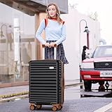 SHOWKOO Luggage Sets 3 Piece Hardside Expandable Suitcase with Double Spinner Wheels Tsa Lock, (Black, 5 piece set)