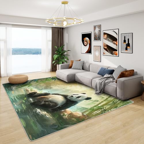 Phtbz Panda Rug Large - Panda Rug, 5x8 ft Washable Non-Slip Stain Resistant Panda Bear Area Rug, Animal Carpet for Living Room, Bedroom, Panda Home Decor & Gifts