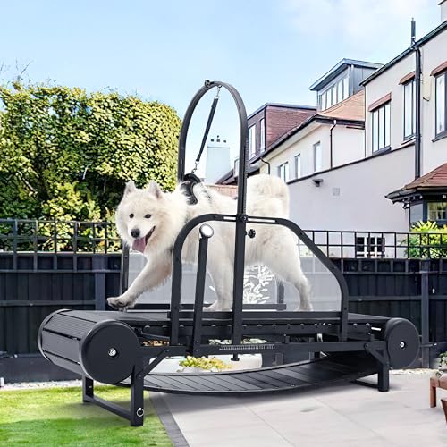 Dog Treadmill for Large/Medium Dogs, Adjustable Ramp Canine Running Slatmill Machine with Pedometer for Exercise & Healthy & Fit Pet Life, Used Indoor Home Up to 300LBS