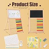 Ranqibo Wooden Abacus for Kids Math - Double-Sided Blackboard Whiteboard Magnetic Abacus for Toddlers 1-3 with 100 Magnetic Number & Fruit Stickers - Educational Counting Games Kids Gift