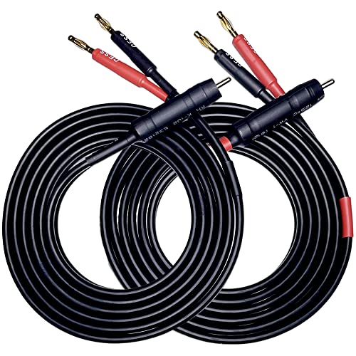 CNESS 4mm Banana Plug to Gold-Plated RCA Plug, 12 Gauge Soft Silicone Wire, 6 Feet, 2 Channels (12AWG 6 Feet) Audio Cable for Amplifier & Receiver, Black & Red