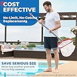 Pool Pole Telescopic 12 Foot - Pro Tuff Unlimited Free Replacement - Heavy Duty Lock Right Design Always Grips, Never Slips - Threaded Adapter for Accessories - 12 ft Telescoping Pool Cleaning Tool