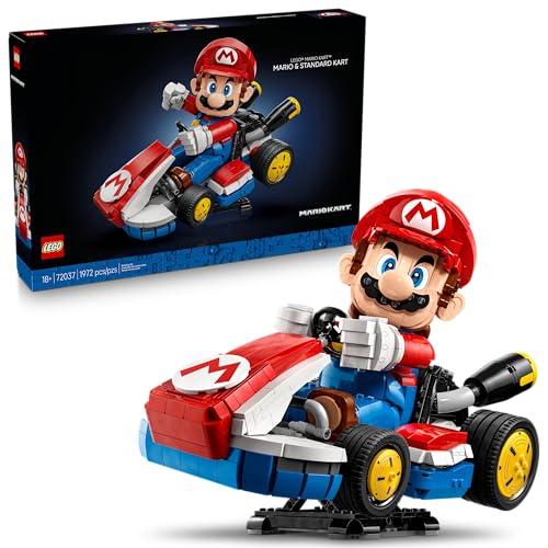 LEGO Super Mario: Mario Kart – Mario & Standard Kart Building Set for Adults - DIY Book Shelf & Room Decor for Men & Women, Ages 18+ - Birthday Gift Idea for Adult Gamers - 72037