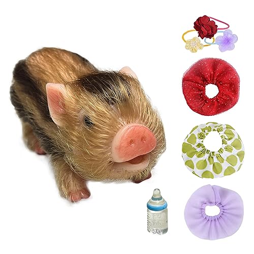 OtardDolls Reborn Pig Dolls, 5 Inch Realistic Newborn Full Silicone Lifelike Reborn Pig Dolls Soft & Stylish Real Life Silicone Animals Realistic Pig Dolls with Toy Accessories