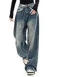 EMMIOL Baggy Jeans for Women High Waist Streetwear Jeans Vintage Wide Leg Straight Denim Pants Womens Casual Trousers