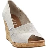 TOMS Women's Classic Espadrille Wedge Sandal, Natural Crosshatch Jacquard, 8