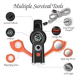 7-in-1 Emergency Survival Function Whistle, Outdoor Multifunctional Tool Safety Whistle with Lanyard, Ideal for Kayaking, Boating, Hiking, Camping, Climbing, Hunting, Fishing, Rescue Signaling