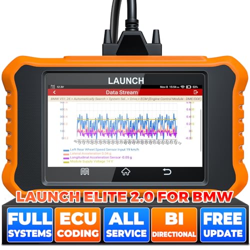 LAUNCH Creader Elite V2.0 for BMW OBD2 Scanner, 2025 Full Systems Bi-Directional Scan Tool, All Reset Services, ECU Coding, Battery Registration Tool for BMW Mini RR, Lifetime Free Update, Auto VIN