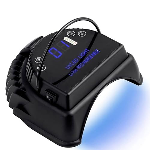 MINI LOP 64W Rechargeable Pro LED Gel Nail UV Light UV LED Nail Lamp Cordless Led Light for Nails(Black)