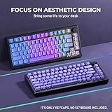 HITIME XVX Shine Through Keycaps w/IMD Tech, Custom Topographic Keycaps 60 75 100 Percent, Purple Keycap Set Lines Backlit, OEM Profile Keycap,Side Printed Keyboard Keycaps for Keyboards(Only Keycaps)