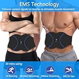 FDA Cleared, ABS Stimulator - EMS Muscle Stimulator, Portable Muscle Training for Abdomen, Abdominal Toning Belt, Fitness Ab Workout Equipment for Women and Men, Black Blue