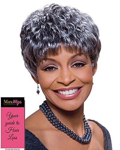 Sassy Wig Color 3T34 - Foxy Silver Wigs Short Pixie Wavy Synthetic Feathered Bangs African American Women's Machine Wefted Lightweight Average Cap Bundle with MaxWigs Hairloss Booklet