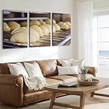 HGWAPONSATR Large Canvas Wall Art Oven ready proofed croissant dough Artwork for Walls 24x36 inches 3 pieces Home Decor Aesthetic Pictures for Home Living Room Bedroom Dining Room