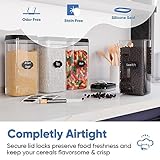 Chef's Path Airtight Food Storage Boxes with Labels - Kitchen Storage - Flour, Cereal, Pasta - Plastic Storage Boxes with Lids (4pcs-3.2L)