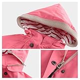 ACESTAR Kids Waterproof Hooded Rain Jacket, Windproof Cotton Lined Rain Coat for Boys Girls Toddler Windbreaker Spring Fall Raincoat(JK005P0,3T) Pink