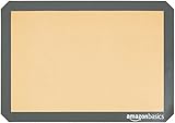 Amazon Basics Rectangular Silicone, Non-Stick Reusable, Food Safe Baking Mat, Pack of 2, 16.5" x 11.6", New Beige/Gray