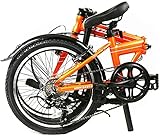 ZiZZO Via 20” Folding Bike-Lightweight Aluminum Frame Genuine Shimano 7-Speed 26lb (Metallic Orange)