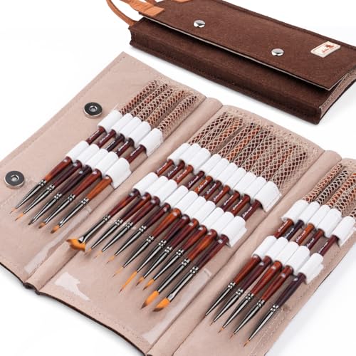 Micro Detail Paint Brush Set, Golden Maple Miniature Paint Brushes for Models, 20pcs Mini Small Paint Brushes for Painting with a Handbag, Miniature Brushes for Fine Detailing