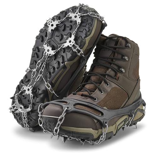 Yaktrax Adventure Grip Crampons - Durable Winter Traction Device with Stainless Steel Spikes for Ice and Snow, Flexible Rubber Upper, Fits Various Footwear, Ideal for Hiking and Mountaineering