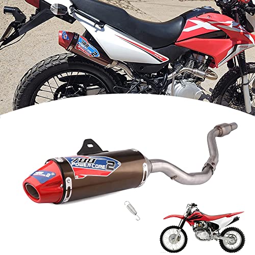 JFG RACING Dirt Bike Slip On Exhaust,Motorcycle Muffler Pipe Full Kit for CRF150F CRF230F 2003-2017/TAO TAO TBR7/HAWK 250-Red