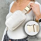 Boutique Belt Bag | Crossbody Fanny Pack for Women Fashionable Cute Mini Everywhere Bum Hip Waist Small Fashion Travel Chest Gold Accessories Adjustable Extended Strap Cream