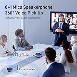 EMEET Conference Speaker and Microphone w/8+1 Mics, 360° Voice Pickup, Noise Reduce, Bluetooth/USB/Dongle Speakerphone for 14 People w/Daisy Chain for 25, Compatible w/Leading Platforms, 2024 Version