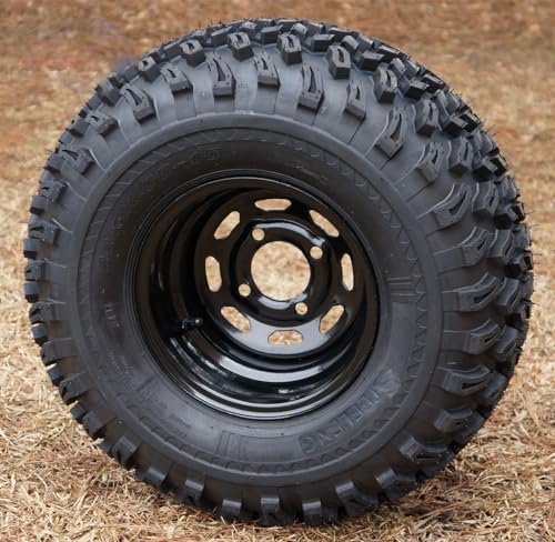 10" Black Steel Golf Cart Wheels and 22x11-10 All Terrain Golf Cart Tires - Set of 4