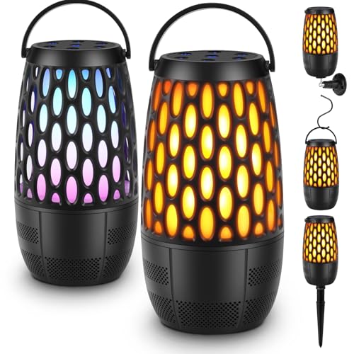 Outdoor Speakers with Lights, Mens Gifts for Birthday,Portable Bluetooth Speaker,HD Stereo Sound,Multi-Sync up to 100 Speakers Auto-Pairing IPX7 Waterproof for Patio/Pool/Camping Cool Gadgets 2 Pack