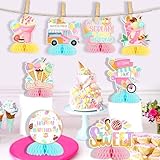 Jollyboom Ice Cream Honeycomb Centerpiece for Girls, Ice Cream Birthday Decoration We All Screamed for Ice Cream Double-sided Printing Honeycomb Centerpiece for Summer Ice Cream So Sweet Birthday