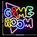 Gamerneon Game Room Large Neon Signs 13.2"x14" Colorful LED,USB Neon Lights for Game Zone Party Decor Bedroom Gaming Wall Lightup Signs