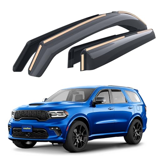 Goodyear Shatterproof in-Channel Window Deflectors for Dodge Durango 2011-2025, Rain Guards, Window Visors for Cars, Vent Deflector, Car Accessories, 4 pcs - GY008116