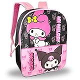 SANRIO My Melody and Kuromi Backpack with Lunch Box Set - Bundle with 16” My Melody & Kuromi Backpack, Lunch Bag, Water Bottle, Stickers, More | Hello Kitty and Friends Backpack for Girls