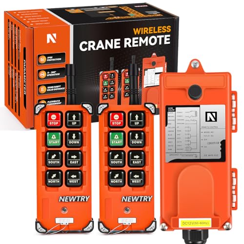 NEWTRY Wireless Crane Remote Control 8 Buttons 24V 2 Transmitters Industrial Channel Electric Lift Hoist Wireless Switch Receiver (2 Transmitters + DC 24V Receiver)