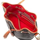 Dooney & Bourke Crossbody Bucket Bags for Women, Pebble Grain Leather Aimee Crossbody Drawstring Purse - Black