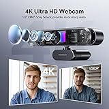 DEPSTECH Webcam 4K, Zoomable Webcam with Microphone and Remote, Equipped with Sony Sensor, 3X Digital Zoom, Noise-Canceling Mics, Auto-Focus Computer Camera for PC/Mac/Laptop/Zoom/Teams/OBS/Google