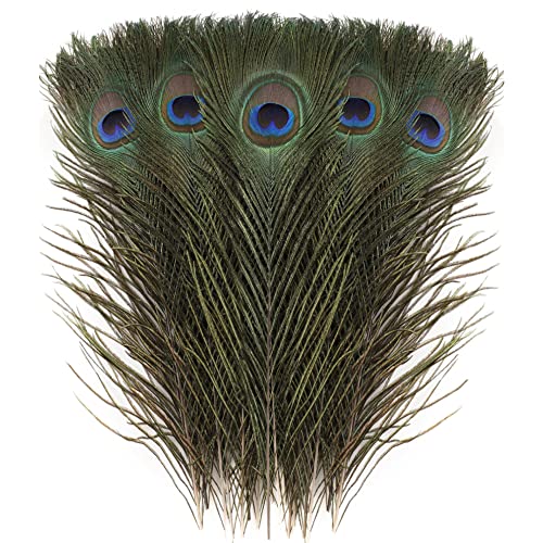 Larryhot Craft Peacock Feathers Bulk - 40pcs 18-20 inches Feathers for DIY Crafts, Wedding, Home and Holiday Party Decorations