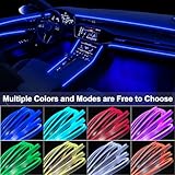 Interior Car Lights with Wireless APP & Remote Control, 9 in 1 RGB Car Ambient Lighting Kit with 4 Under Dash Lights & 5 Fiber Optic LED Strips, Sync to Music Inside Car Accessories