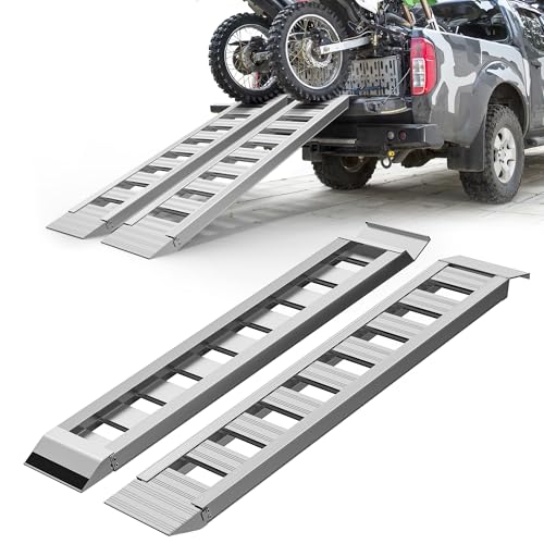 Nuvium 2PCS Aluminum Trailer Ramps, 6000LBS Capacity Heavy-Duty Loading Ramps with Top Hook Attaching End, 60" X 12" Universal Loading Ramp for Motorcycle, Tractor, ATV/UTV, Trucks, Lawn Mower...