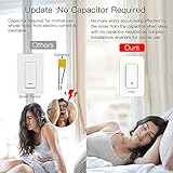 MOES WiFi Smart Light Switch No Neutral Wire, No Capacitor, No hub Required, 2nd Generation Single Live Wire Push Button, Tuya Smart Life App Remote Control Work with Alexa and Google Home, Minimum 7W