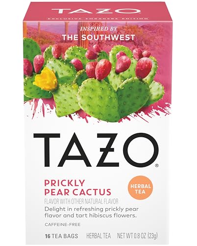 TAZO Prickly Pear Cactus Herbal Tea, Caffeine-Free, 48 Tea Bags Total (3 Packs), Hibiscus & Chamomile Blend, Naturally Flavored, Sustainably Packaged.