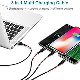 USAMS [2 Pack] Multi Charging Cable, 5FT 3 in 1 Nylon Braided USB Multiple Charger Fast Charging Cord Compatible with Most Smart Phones & Pads