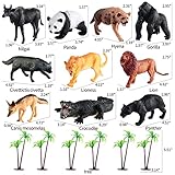 EnAuRoL 31 Pcs Safari Animals Figures including 24 Realistic Jungle Playset Toys Zoo Animals for Toddlers 3+ Years Old Ideal Gift for Boys and Girls