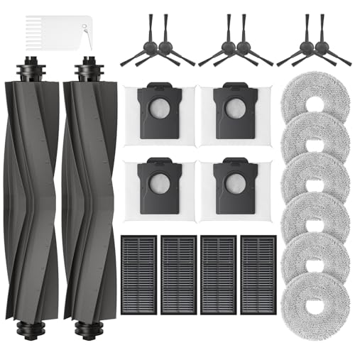 23 Pcs Replacement Parts for Dreame L10s Ultra Gen 2/ L10s Pro Ultra Heat / X30 Ultra Robot Vacuum and Mop, 2 Main Brushes, 6 Mop Pads, 4 Dust Bags, 4 Filters, 6 Side Brushes, 1 Clean Brush