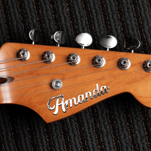 Personalized Custom Metal Name Guitar Headstock, Vintage 50s Style Guitar and Bass Badge Tag, Custom Guitar Headstock Label, Stainless Custom Nameplate on Guitar Headstock (Metal)