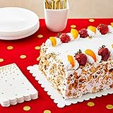 Sparkle and Bash White Foil Cake Boards, Scalloped Rectangle Dessert Base (14 x 10 In, 25 Pack)