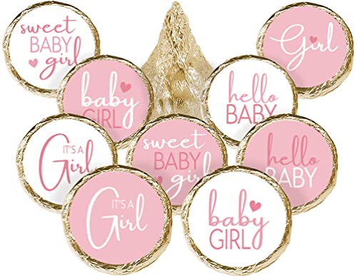 Pink It's a Girl Baby Shower Chocolate Kisses Party Favor Candy Stickers - Sweet Baby Girl - 180 Count