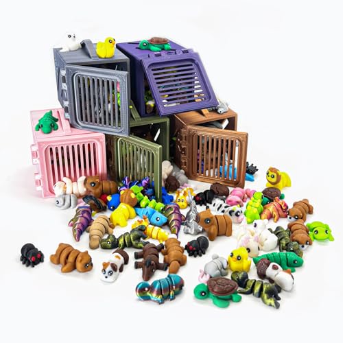 30Pcs Mystery Mini Animals Figures Set, 3D Printed Small Animal Flexible Fidget , 3D Printed Cute Animal Home, , Executive Desk for Christmas Decoration, Tiny Animals Figurines Exquisite Cute Pet