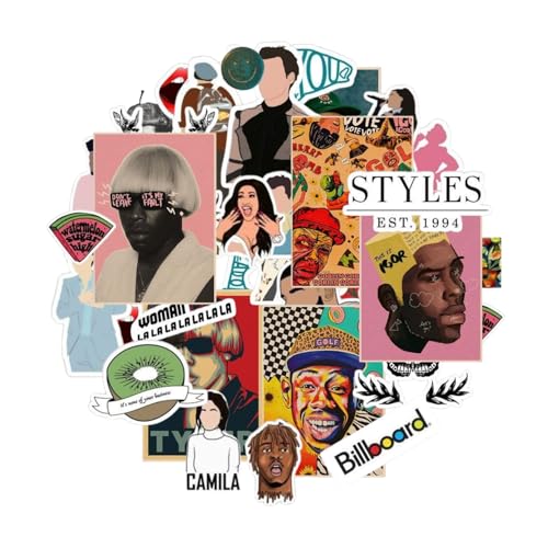 STICKCAMO Pack of 80 Pcs Men Most Mix Famous American Singer, songwritter Rapper Waterproof Vinyl Aesthetic Self-Adhesive Stickers for Waterbottle, Notebooks, Tabs, Laptops, Guitar